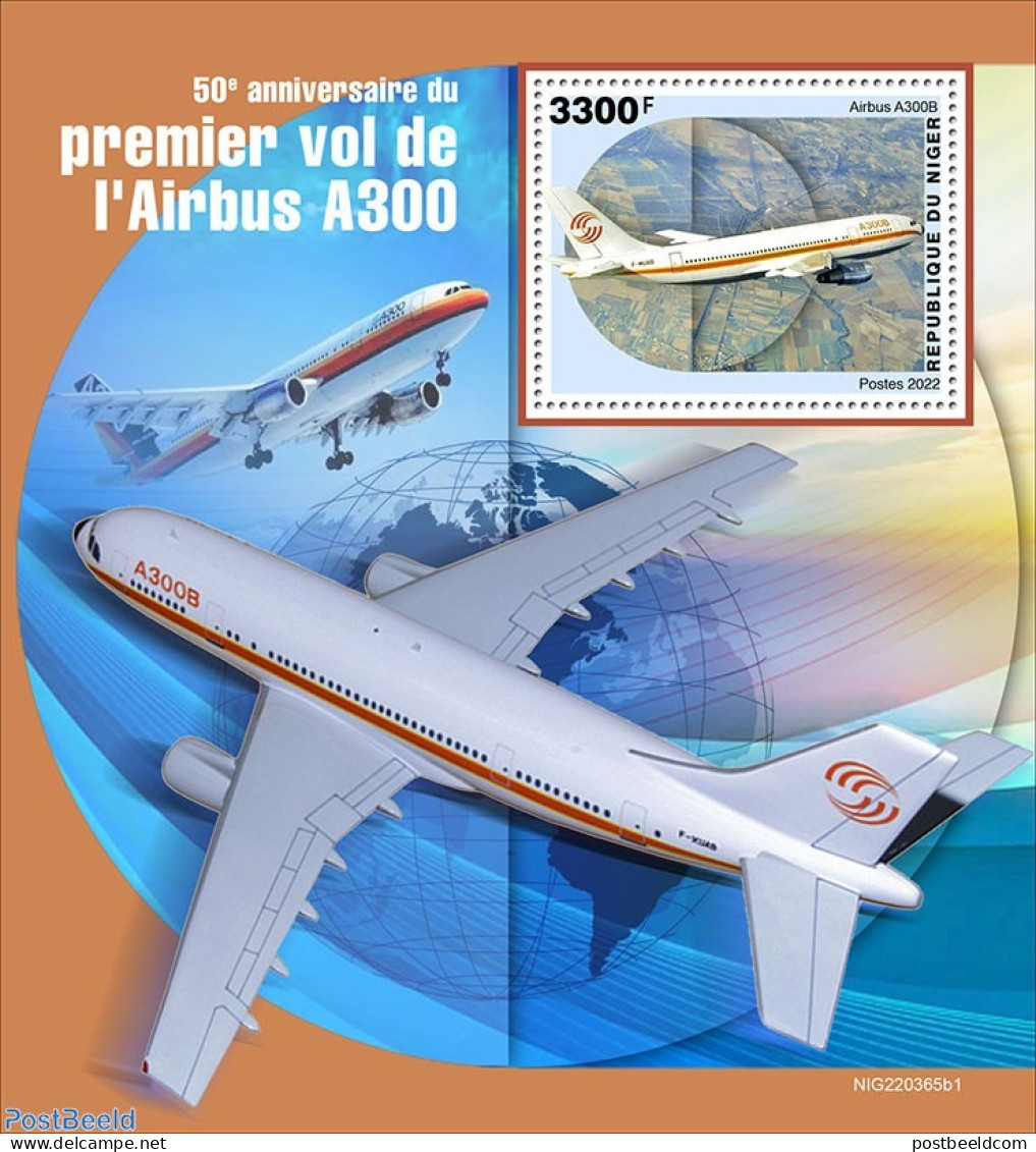 Niger 2022 50th Anniversary Of The First Flight Of The Airbus A300, Mint NH, Transport - Aircraft & Aviation - Avions