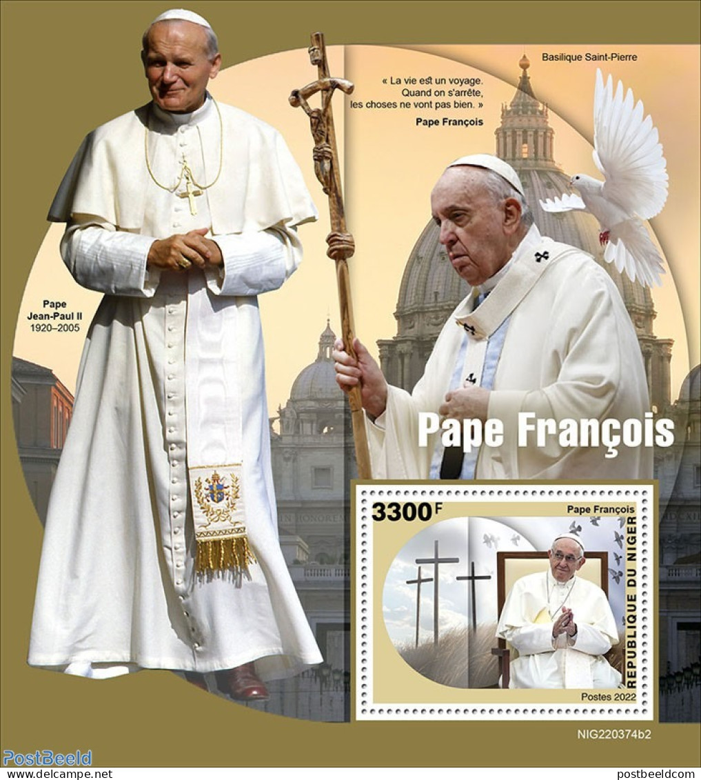 Niger 2022 Pope Francis, Mint NH, Nature - Religion - Birds - Pope - Pausen