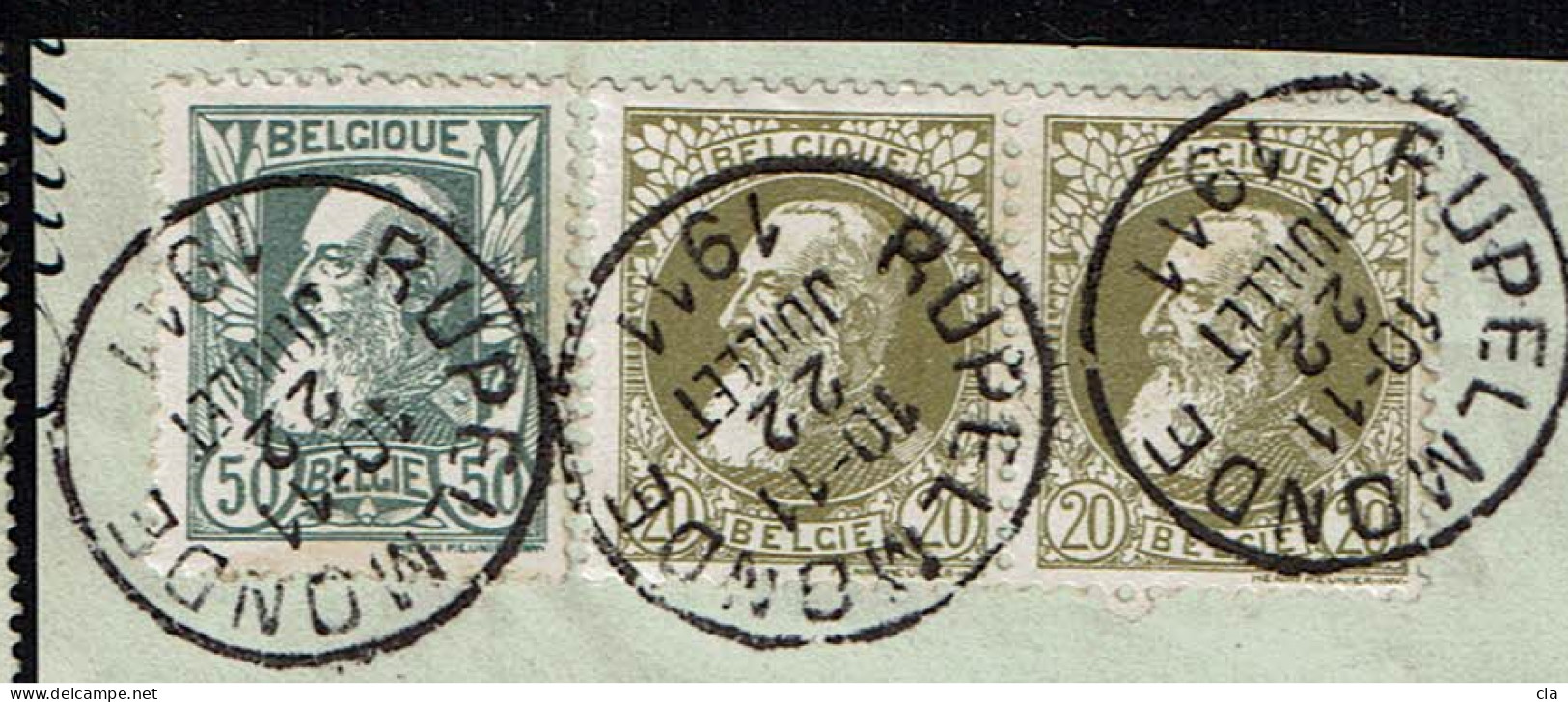 Frgt 75 X 2 + 78  Sans Bdl  Obl  Ruppelmonde - 1905 Breiter Bart