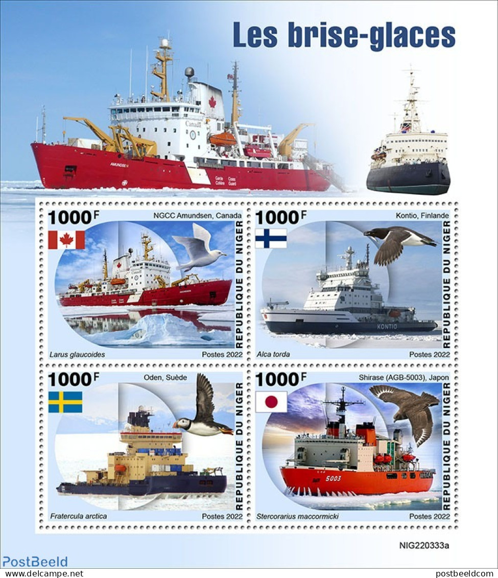 Niger 2022 Icebreakers , Mint NH, Nature - Transport - Birds - Ships And Boats - Ships