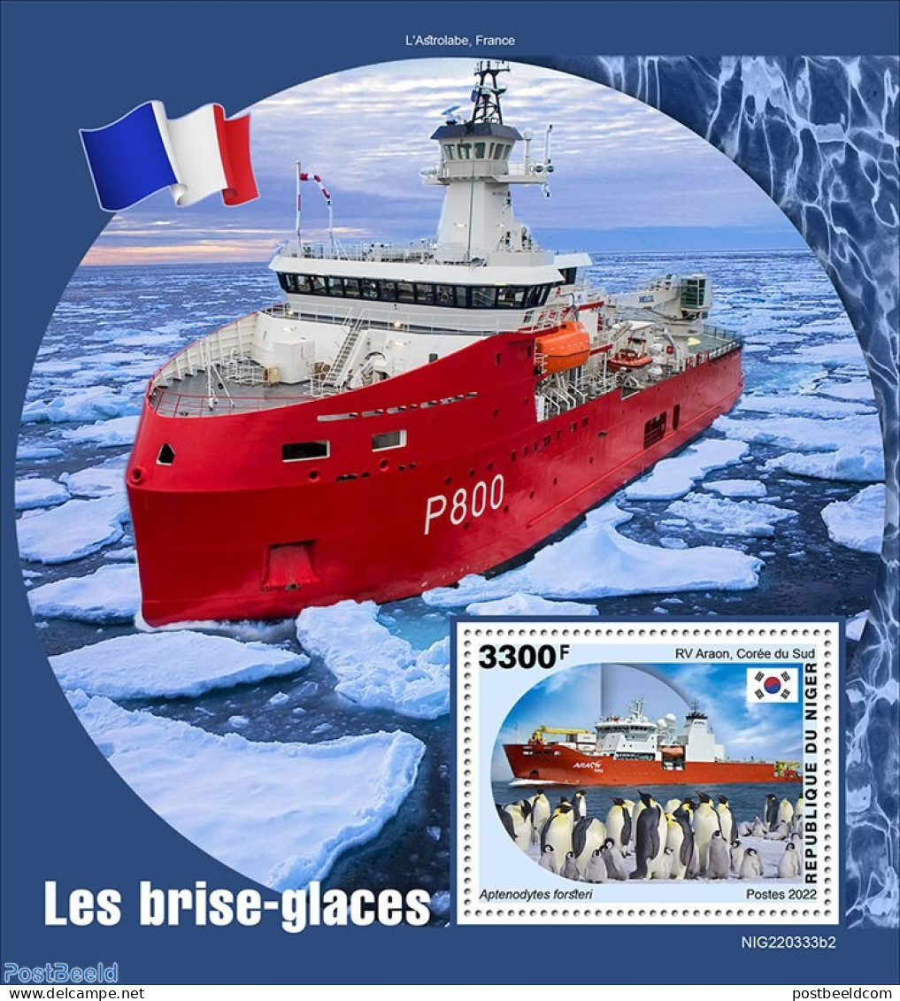 Niger 2022 Icebreakers , Mint NH, Nature - Transport - Penguins - Ships And Boats - Ships