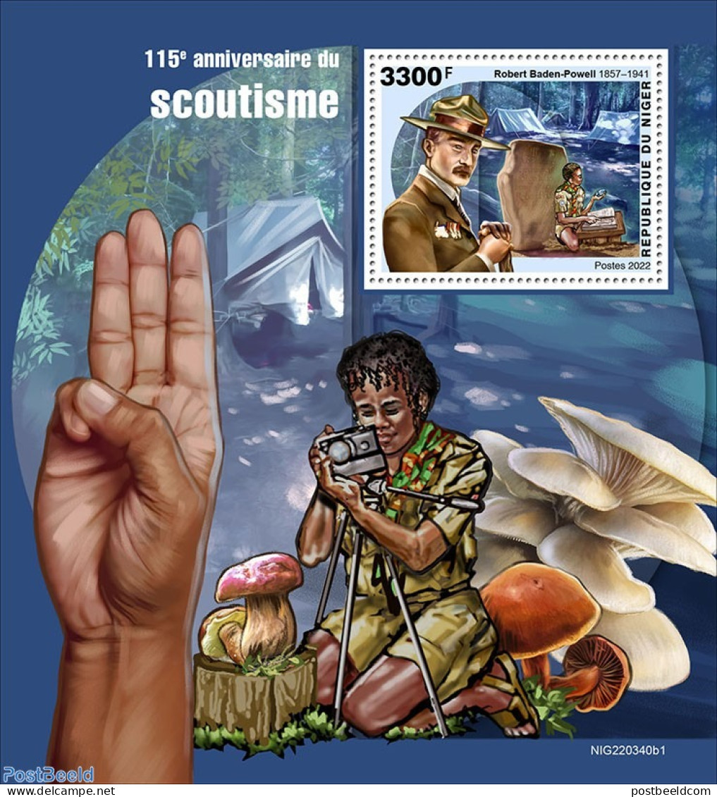 Niger 2022 115 Anniversary Of Scouts, Mint NH, Nature - Sport - Mushrooms - Scouting - Mushrooms