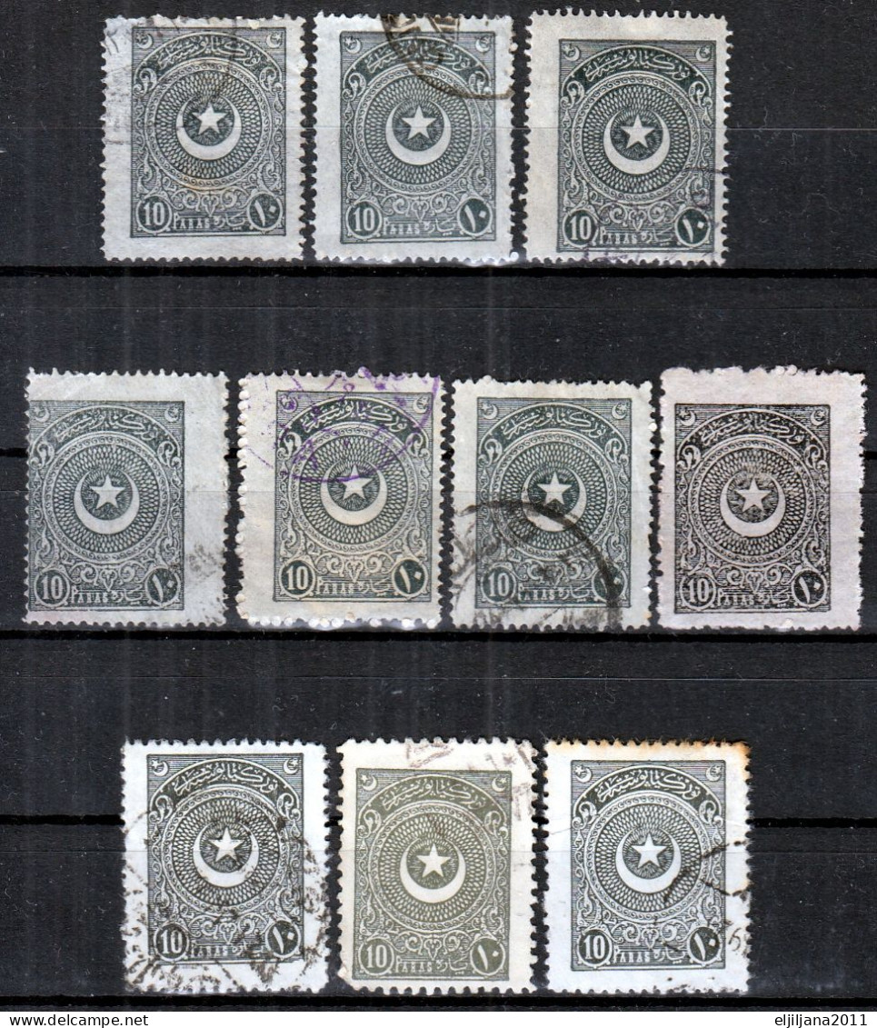 Turkey / Türkei 1923 - 1926 ⁕ Star & Crescent 10 Paras Mi.807, 826, 836 ⁕ 10v Used - Oblitérés