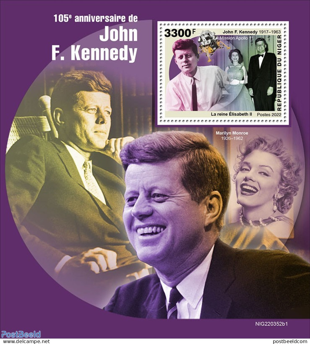 Niger 2022 105th Anniversary Of John F. Kennedy, Mint NH, History - Transport - American Presidents - Space Exploration - Níger (1960-...)