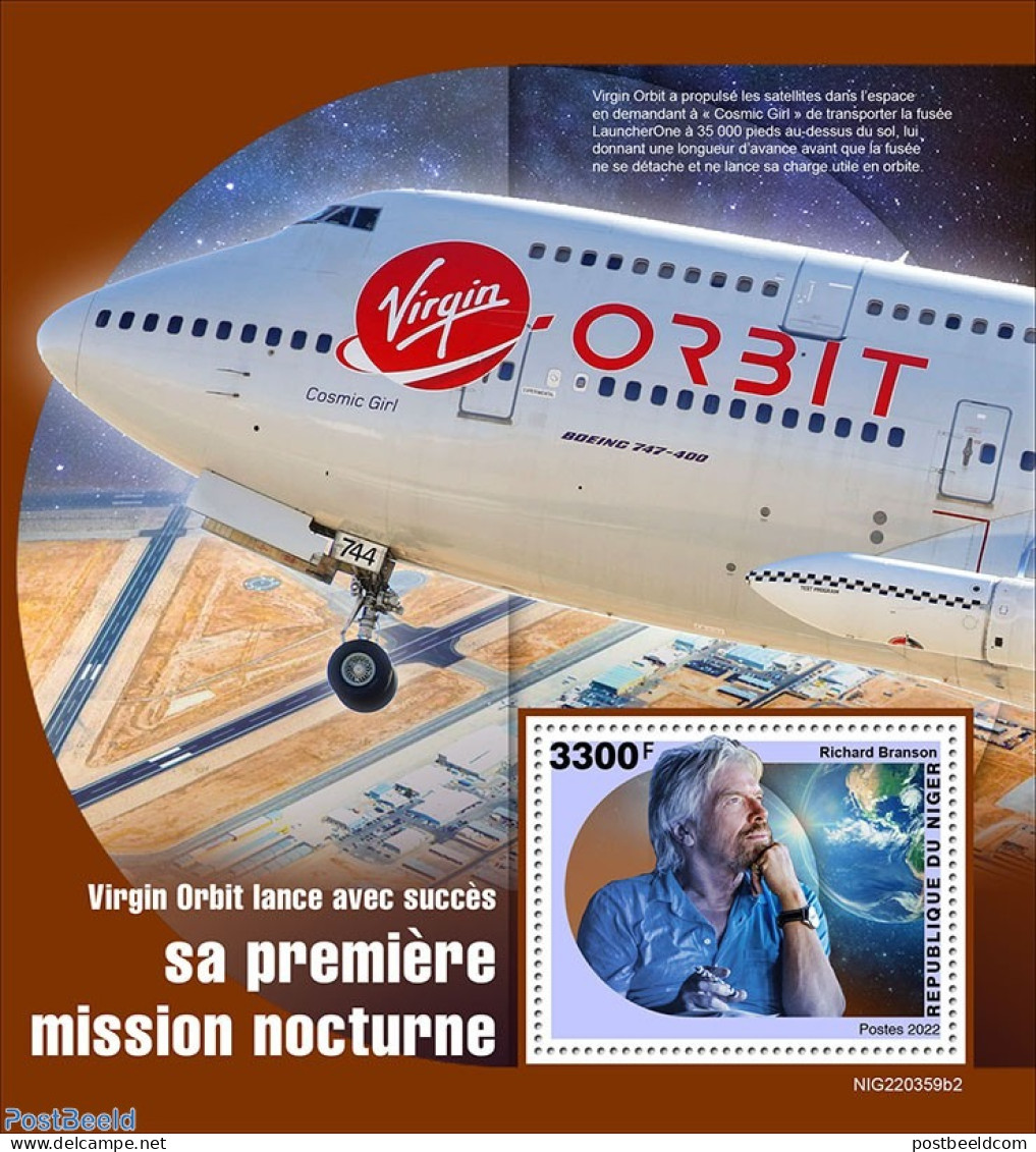 Niger 2022 Virgin Orbit, Mint NH, Transport - Various - Space Exploration - Globes - Geografía