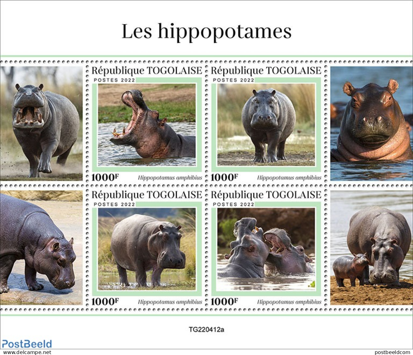 Togo 2022 Hippos, Mint NH, Nature - Hippopotamus - Togo (1960-...)