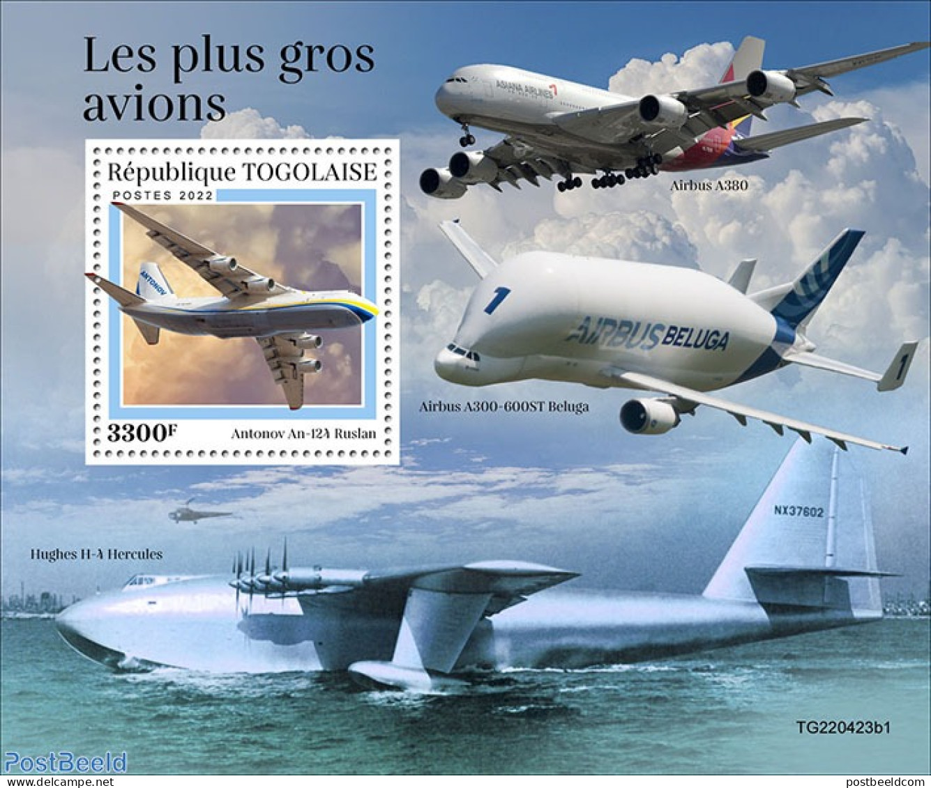 Togo 2022 Biggest Planes, Mint NH, Transport - Aircraft & Aviation - Airplanes