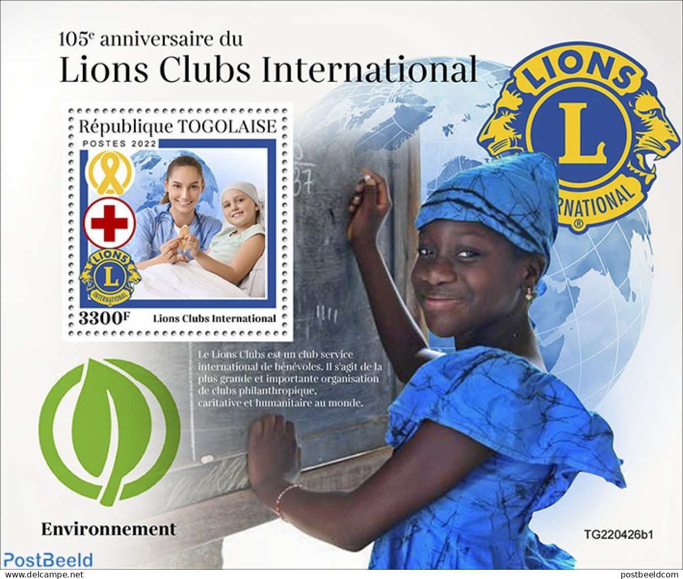 Togo 2022 105th Anniversary Of Lions Clubs International, Mint NH, Health - Various - Lions Club - Rotary, Lions Club