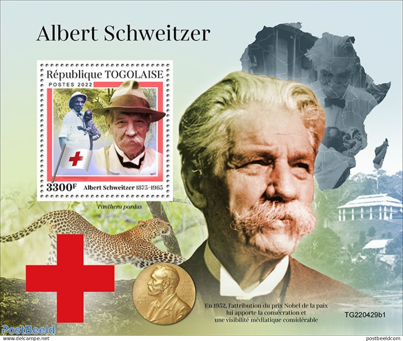 Togo 2022 Albert Schweitzer, Mint NH, Health - History - Red Cross - Nobel Prize Winners - Rode Kruis