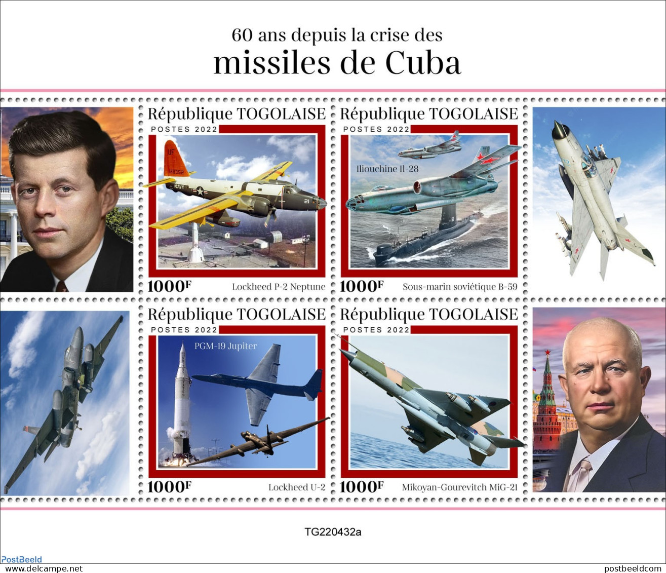 Togo 2022 60 Years Since The Cuban Missile Crisis, Mint NH, History - Transport - American Presidents - Militarism - A.. - Militaria