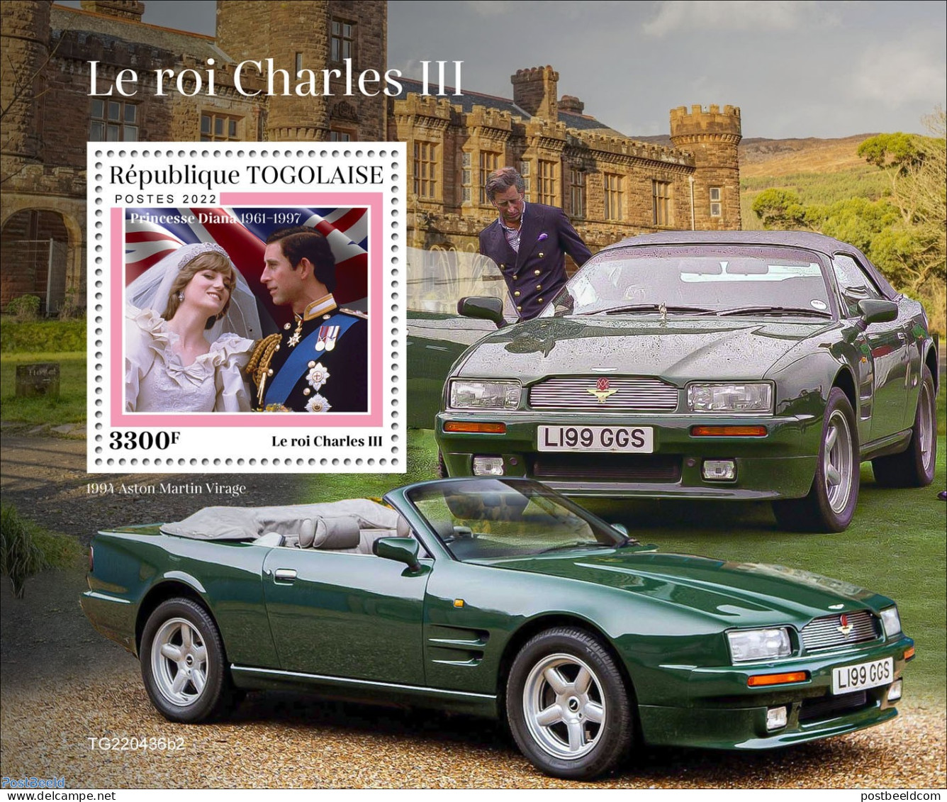 Togo 2022 King Charles III, Mint NH, History - Transport - Charles & Diana - Kings & Queens (Royalty) - Automobiles - Familles Royales