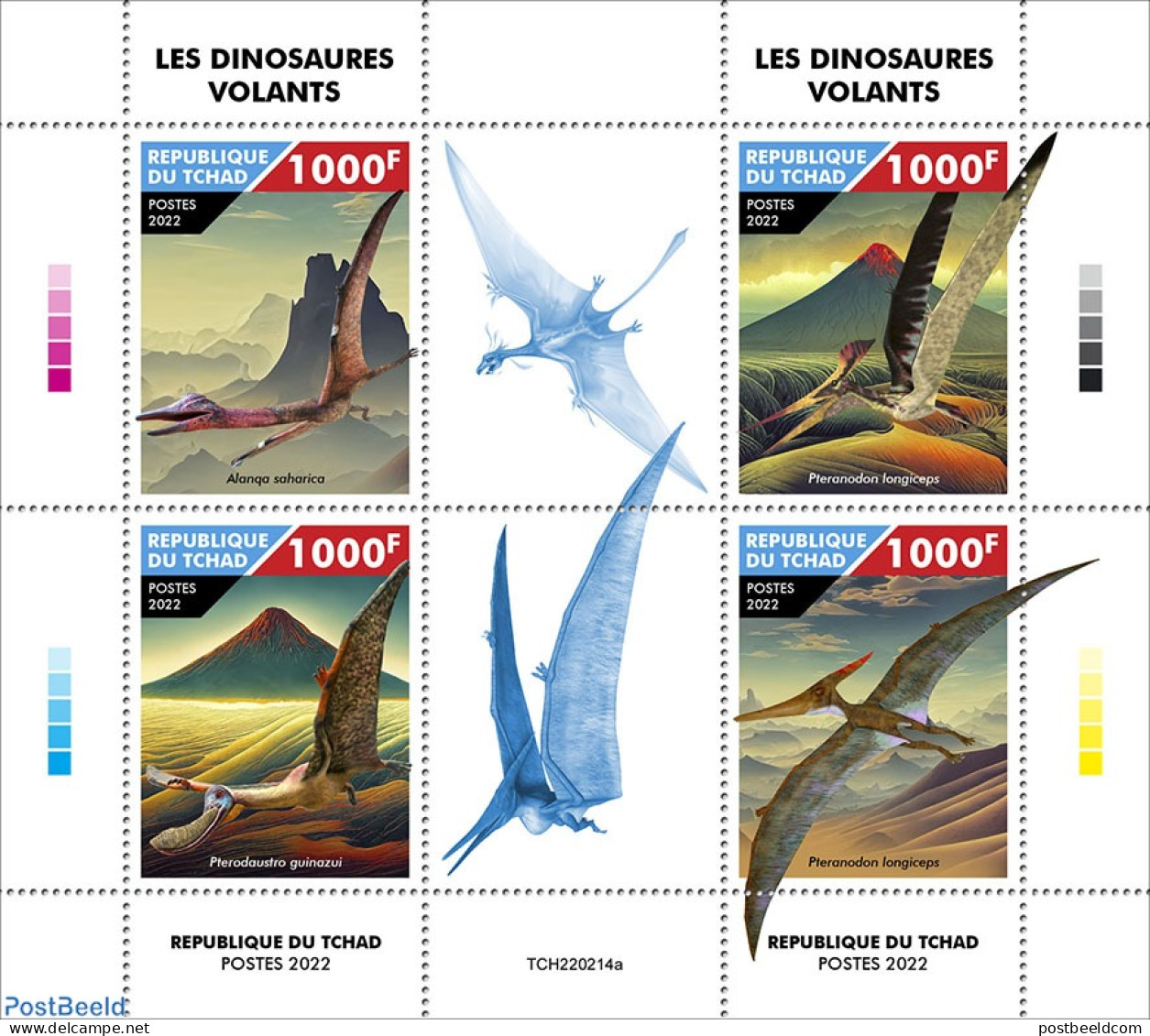 Chad 2022 Flying Dinosaurs, Mint NH, Nature - Prehistoric Animals - Other & Unclassified