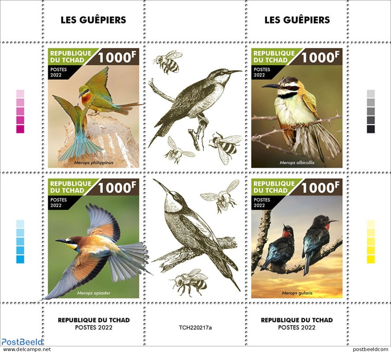 Chad 2022 Bee-eaters, Mint NH, Nature - Birds - Autres & Non Classés