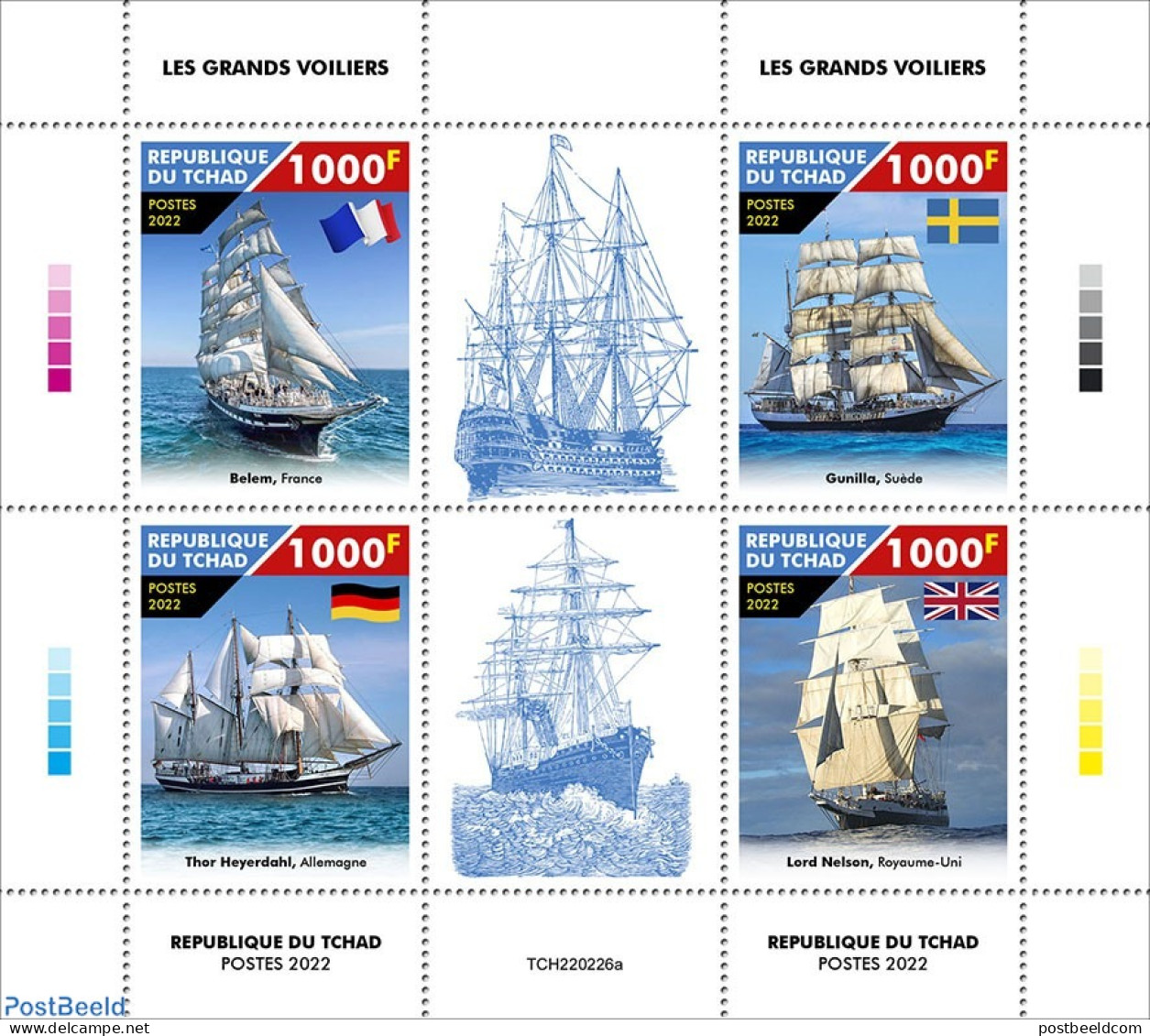 Chad 2022 Tall Ships , Mint NH, Transport - Ships And Boats - Altri & Non Classificati