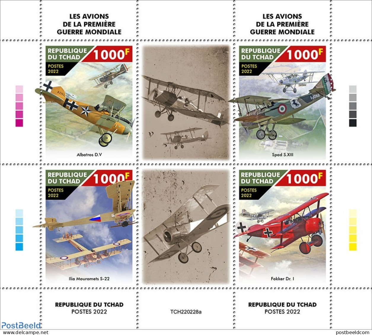 Chad 2022 WW1 Planes, Mint NH, History - Transport - Aircraft & Aviation - World War I - Sonstige & Ohne Zuordnung
