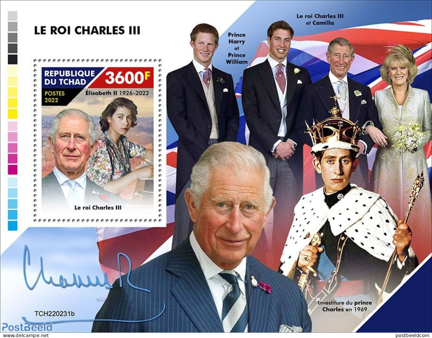 Chad 2022 King Charles III, Mint NH, History - Charles & Diana - Kings & Queens (Royalty) - Other & Unclassified