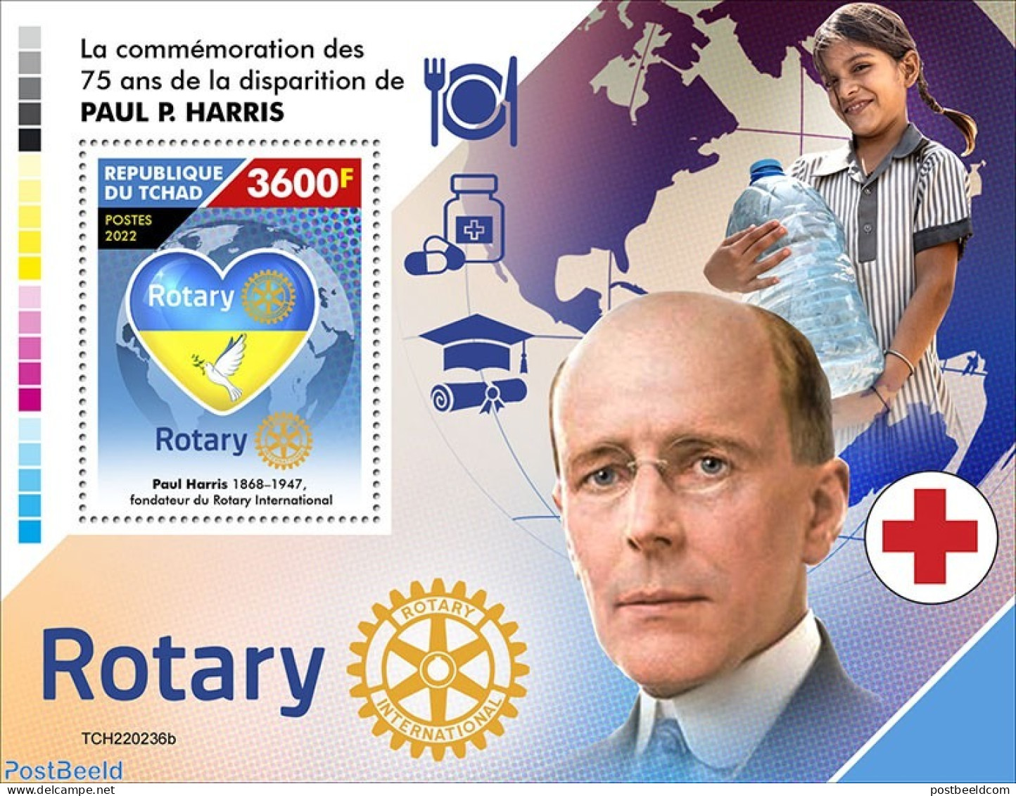 Chad 2022 75th Memorial Anniversary Of Paul P. Harris, Mint NH, Health - Various - Rotary - Sonstige & Ohne Zuordnung