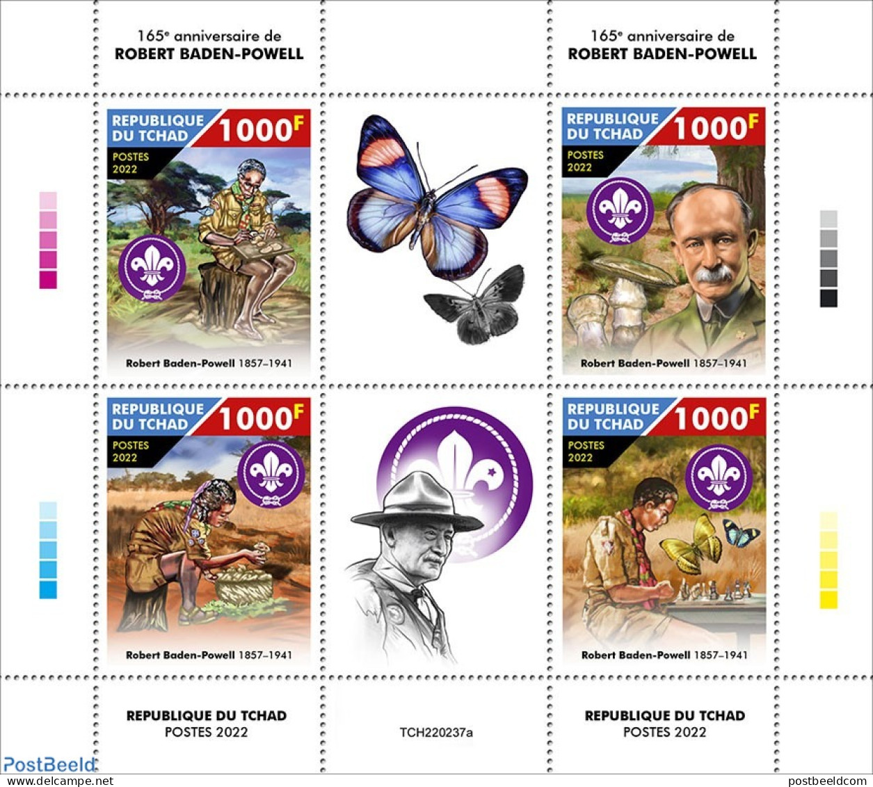 Chad 2022 165th Anniversary Of Robert Baden-Powell, Mint NH, Nature - Sport - Butterflies - Scouting - Andere & Zonder Classificatie