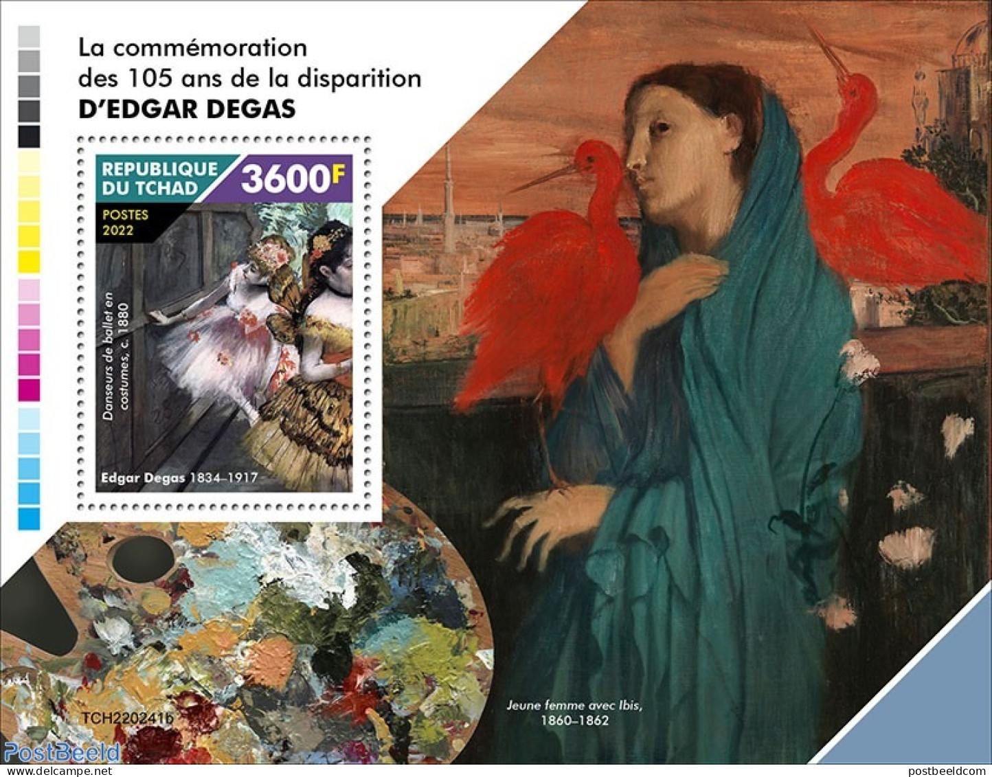 Chad 2022 105th Memorial Anniversary Of Edgar Degas, Mint NH, Art - Edgar Degas - Paintings - Other & Unclassified