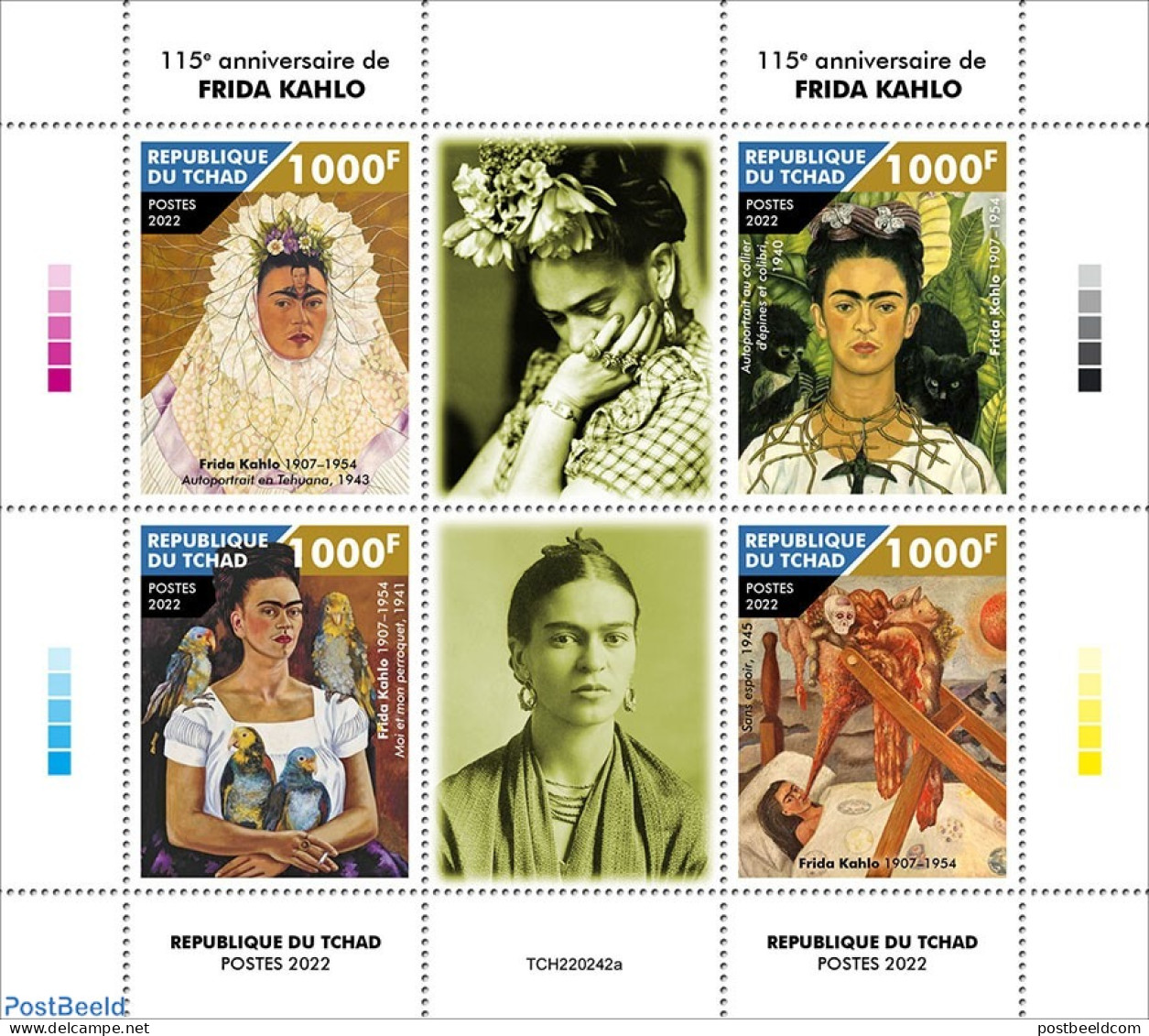 Chad 2022 115th Anniversary Of Frida Kahlo, Mint NH, Art - Paintings - Other & Unclassified