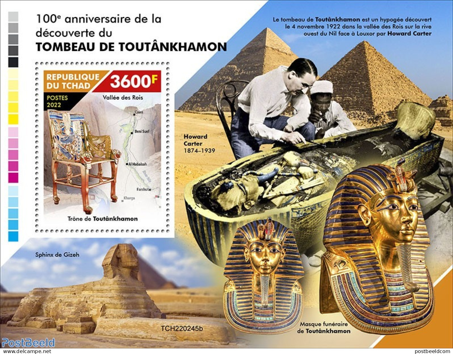 Chad 2022 100th Anniversary Of The Discovery Of Tutankhamun's Tomb, Mint NH, History - Various - Explorers - Kings & Q.. - Andere & Zonder Classificatie