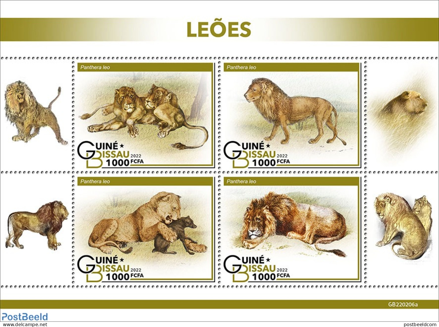 Guinea Bissau 2022 Lions, Mint NH, Nature - Cat Family - Guinée-Bissau