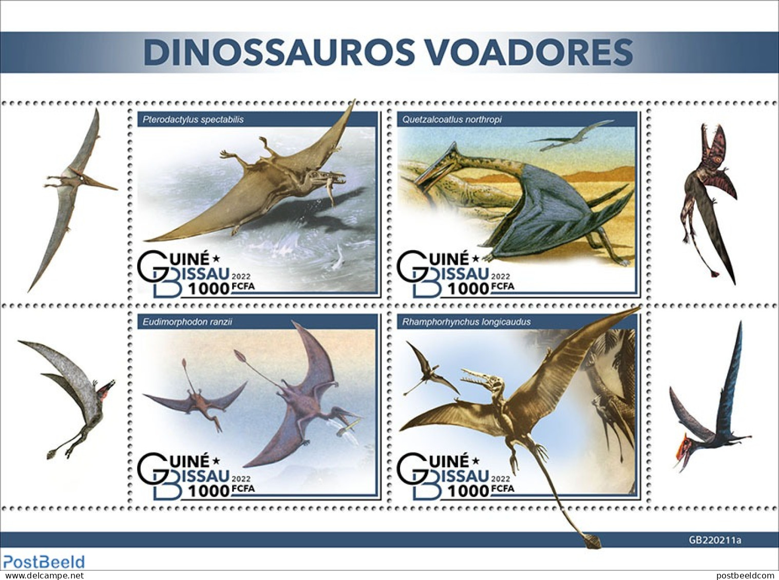 Guinea Bissau 2022 Flying Dinosaurs, Mint NH, Nature - Prehistoric Animals - Prehistorics