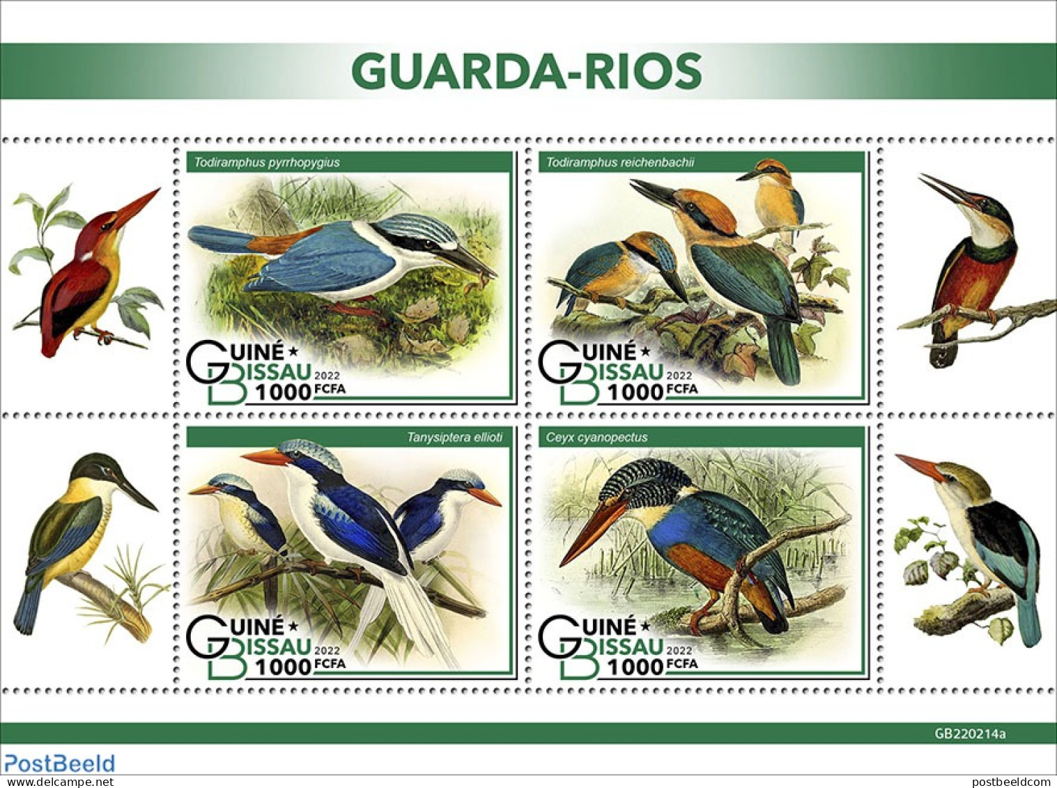 Guinea Bissau 2022 Kingfishers, Mint NH, Nature - Birds - Kingfishers - Guinée-Bissau