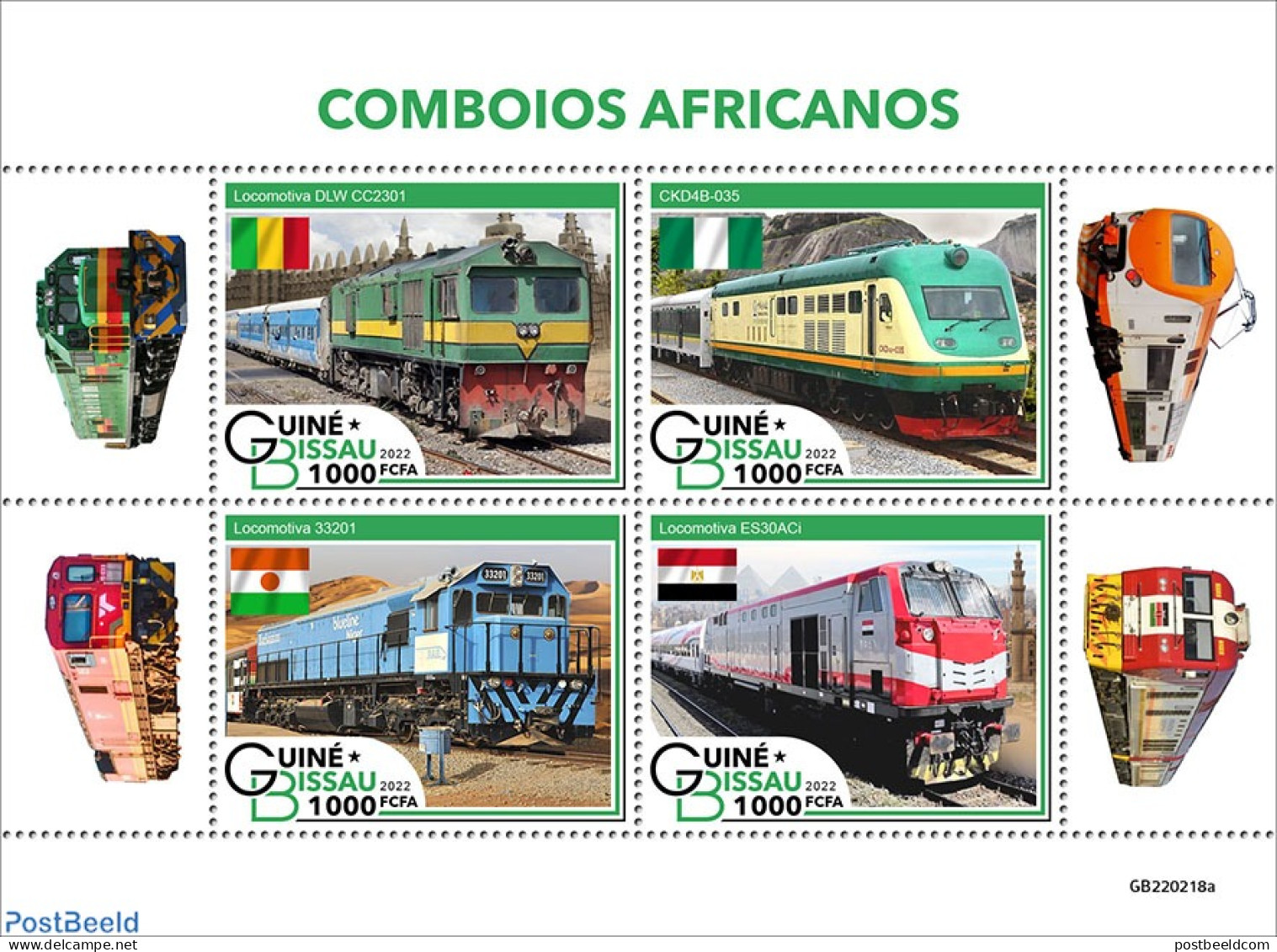 Guinea Bissau 2022 African Trains, Mint NH, Transport - Railways - Trains