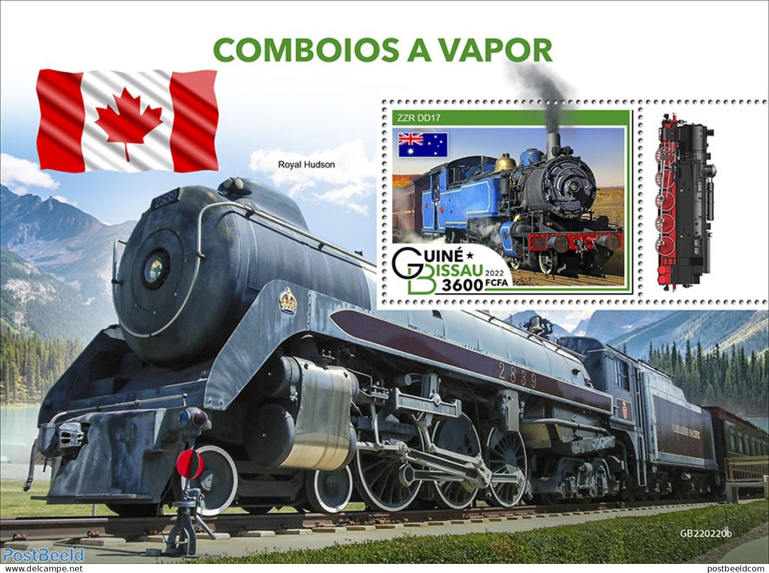 Guinea Bissau 2022 Steam Trains, Mint NH, Transport - Railways - Trains