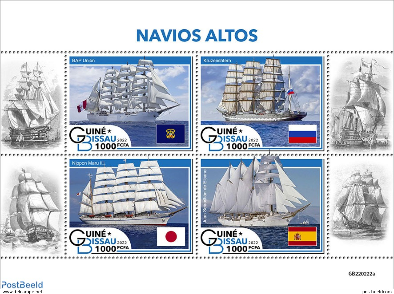 Guinea Bissau 2022 Tall Ships , Mint NH, Transport - Ships And Boats - Ships