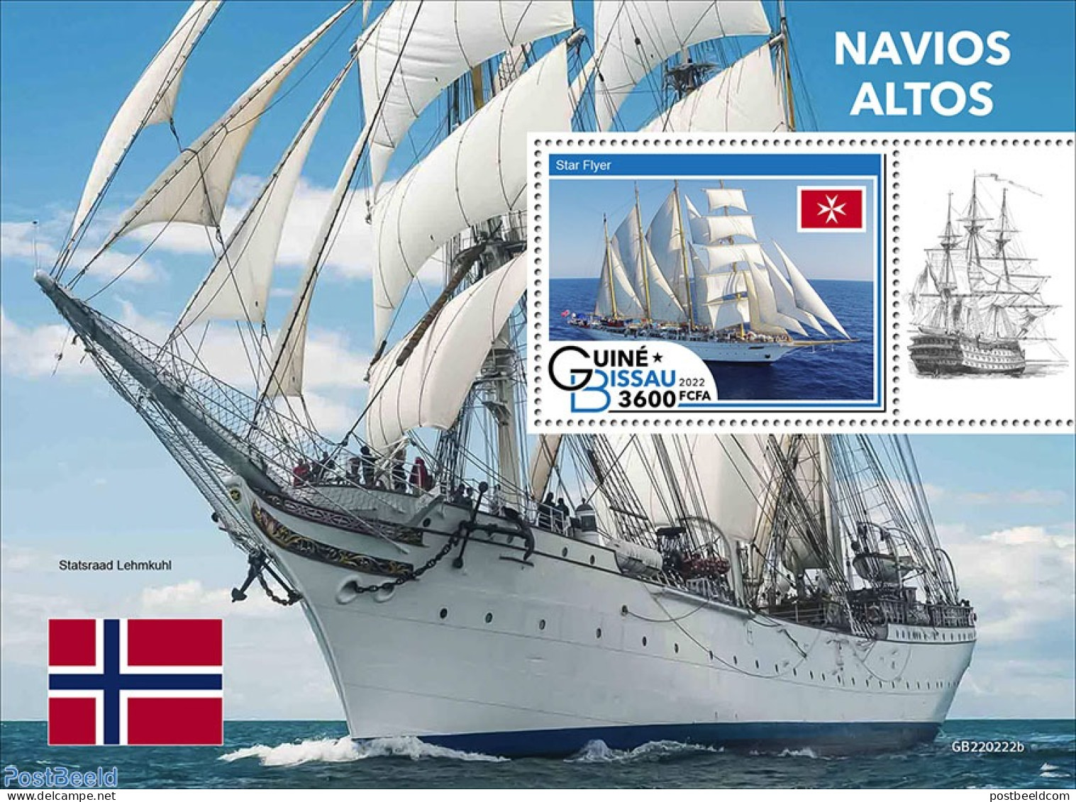 Guinea Bissau 2022 Tall Ships , Mint NH, Transport - Ships And Boats - Ships