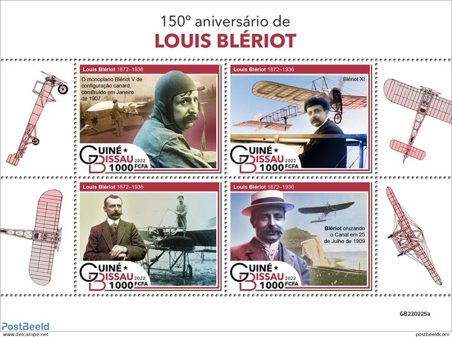 Guinea Bissau 2022 150th Anniversary Of Louis Blériot, Mint NH, Transport - Aircraft & Aviation - Flugzeuge