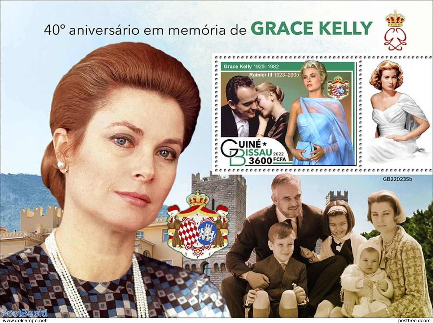 Guinea Bissau 2022 40th Memorial Anniversary Of Grace Kelly, Mint NH, History - Performance Art - Kings & Queens (Roya.. - Familias Reales