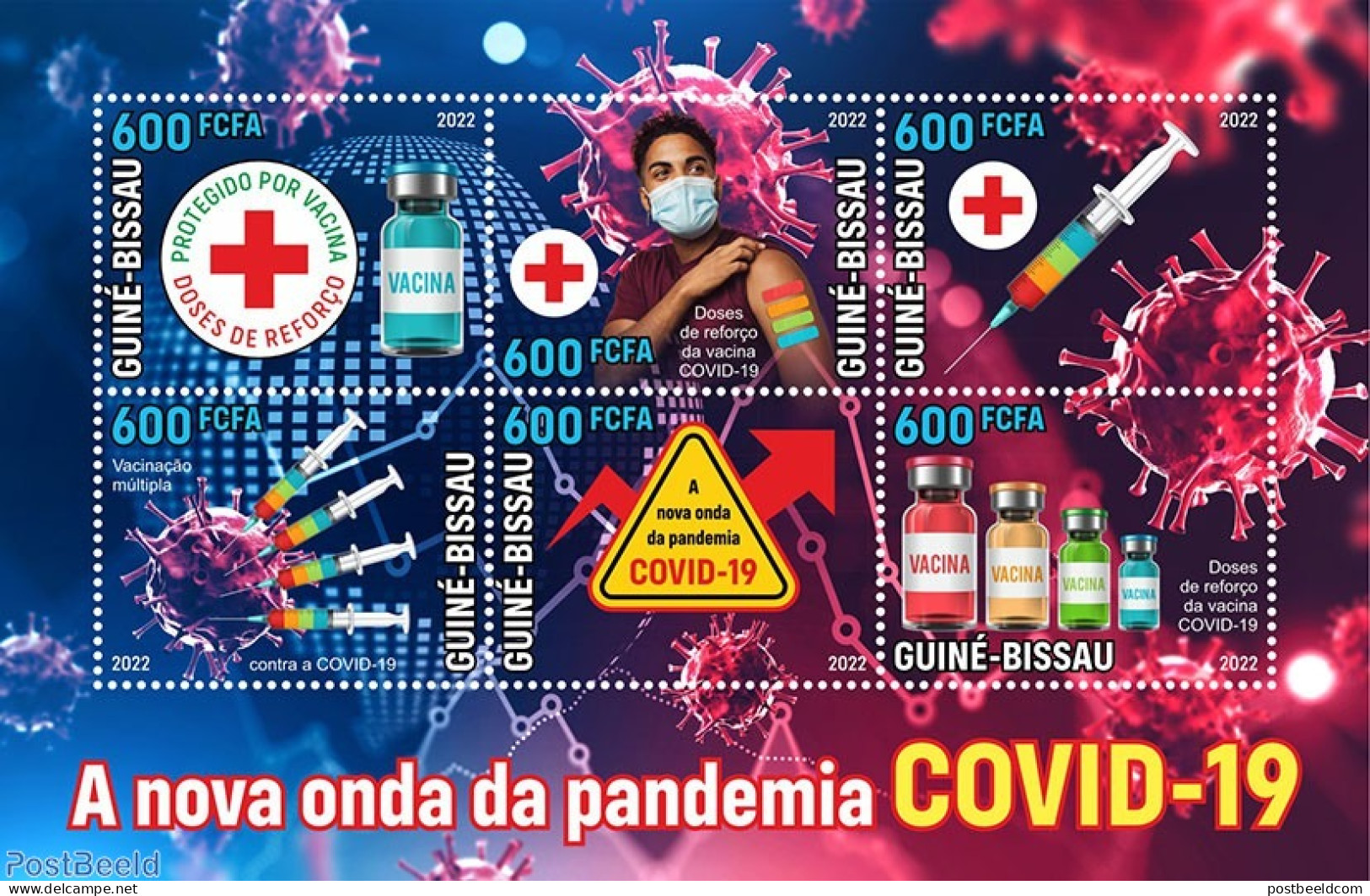 Guinea Bissau 2022 Covid-19, Mint NH, Health - Corona/Covid19 - Corona/Covid19 - Guinea-Bissau