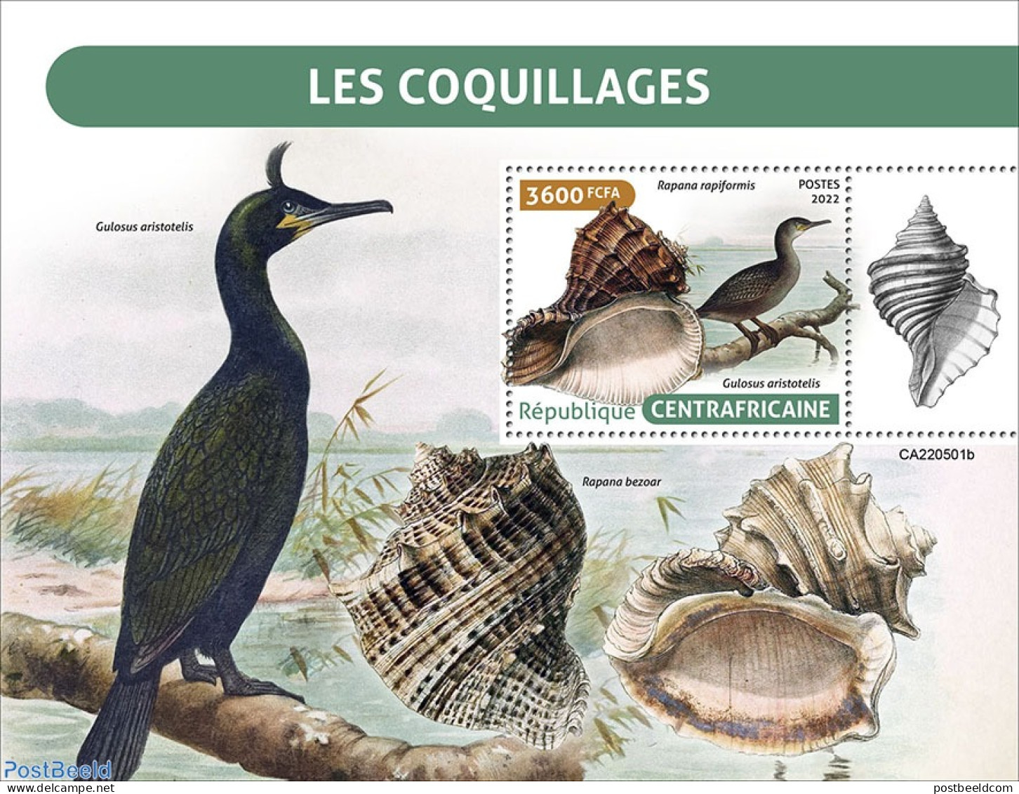 Central Africa 2022 Shells, Mint NH, Nature - Bird Life Org. - Shells & Crustaceans - Vita Acquatica