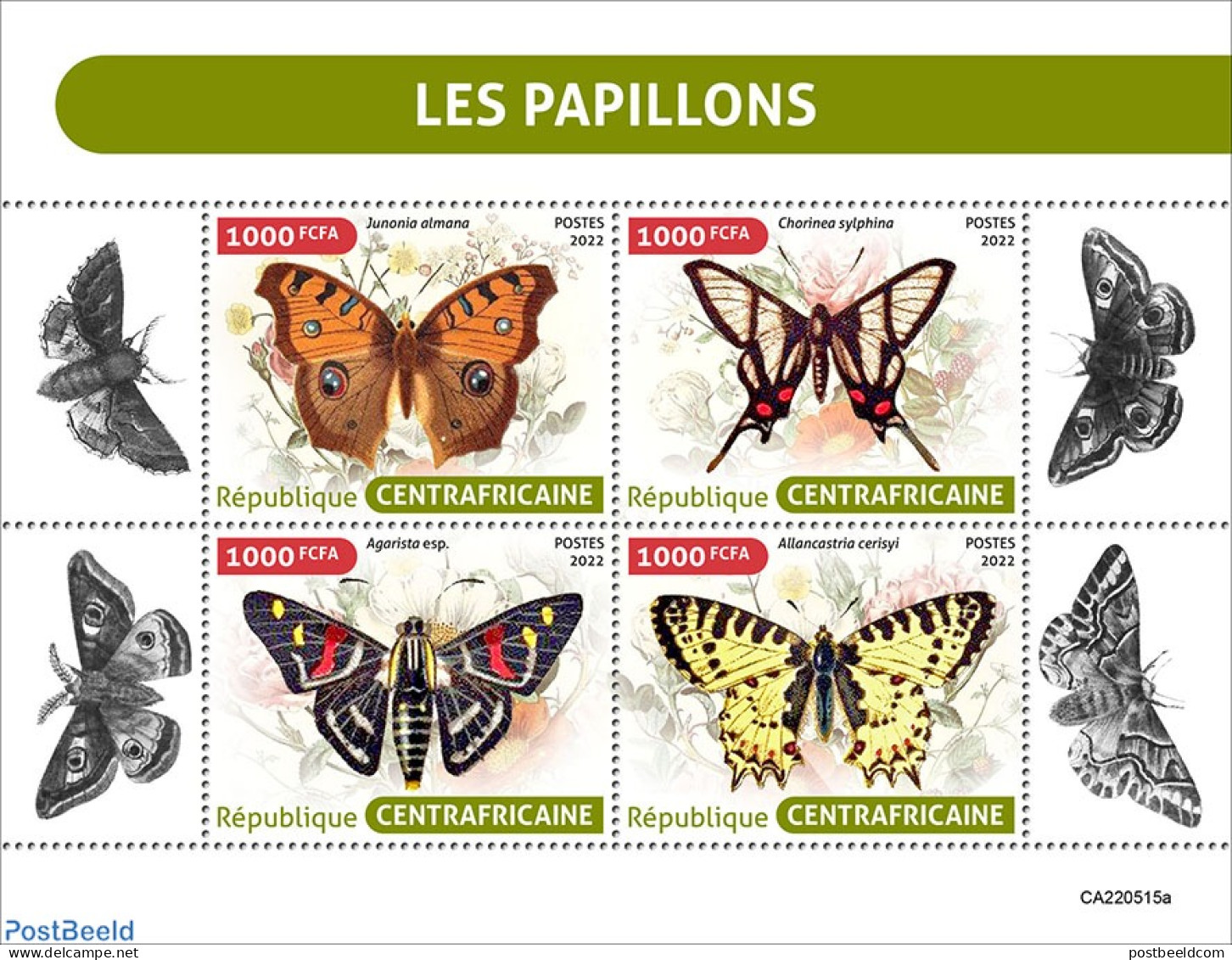 Central Africa 2022 Butterflies, Mint NH, Nature - Butterflies - República Centroafricana