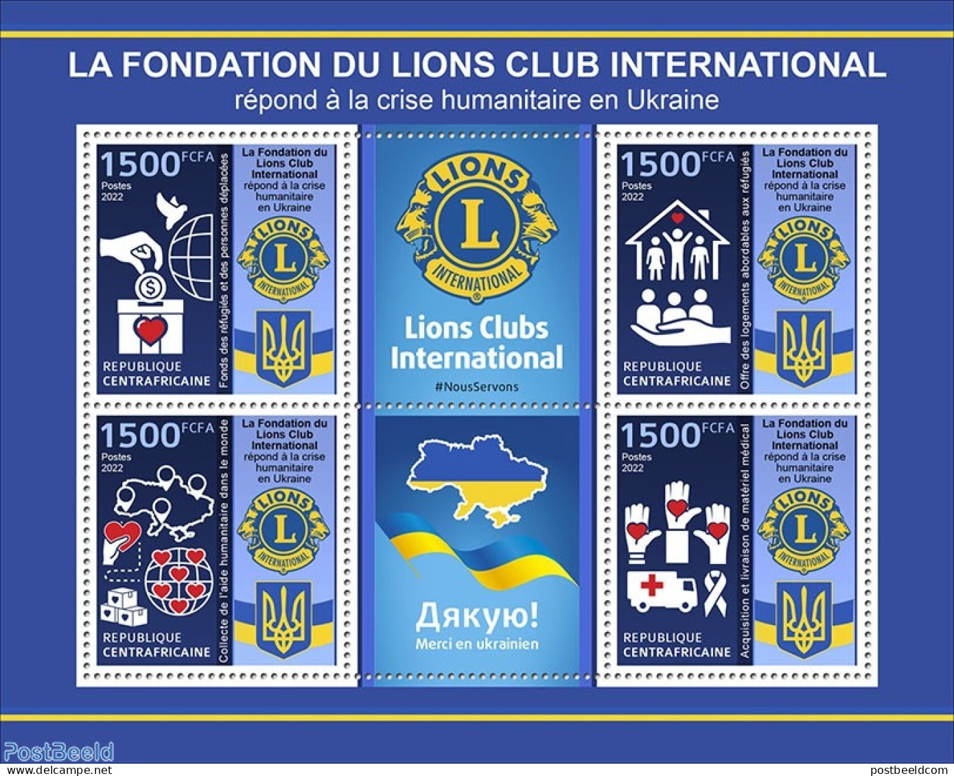 Central Africa 2022 Lions International Provides Support And Hope To Ukrainian Refugees, Mint NH, Various - Lions Club - Rotary Club