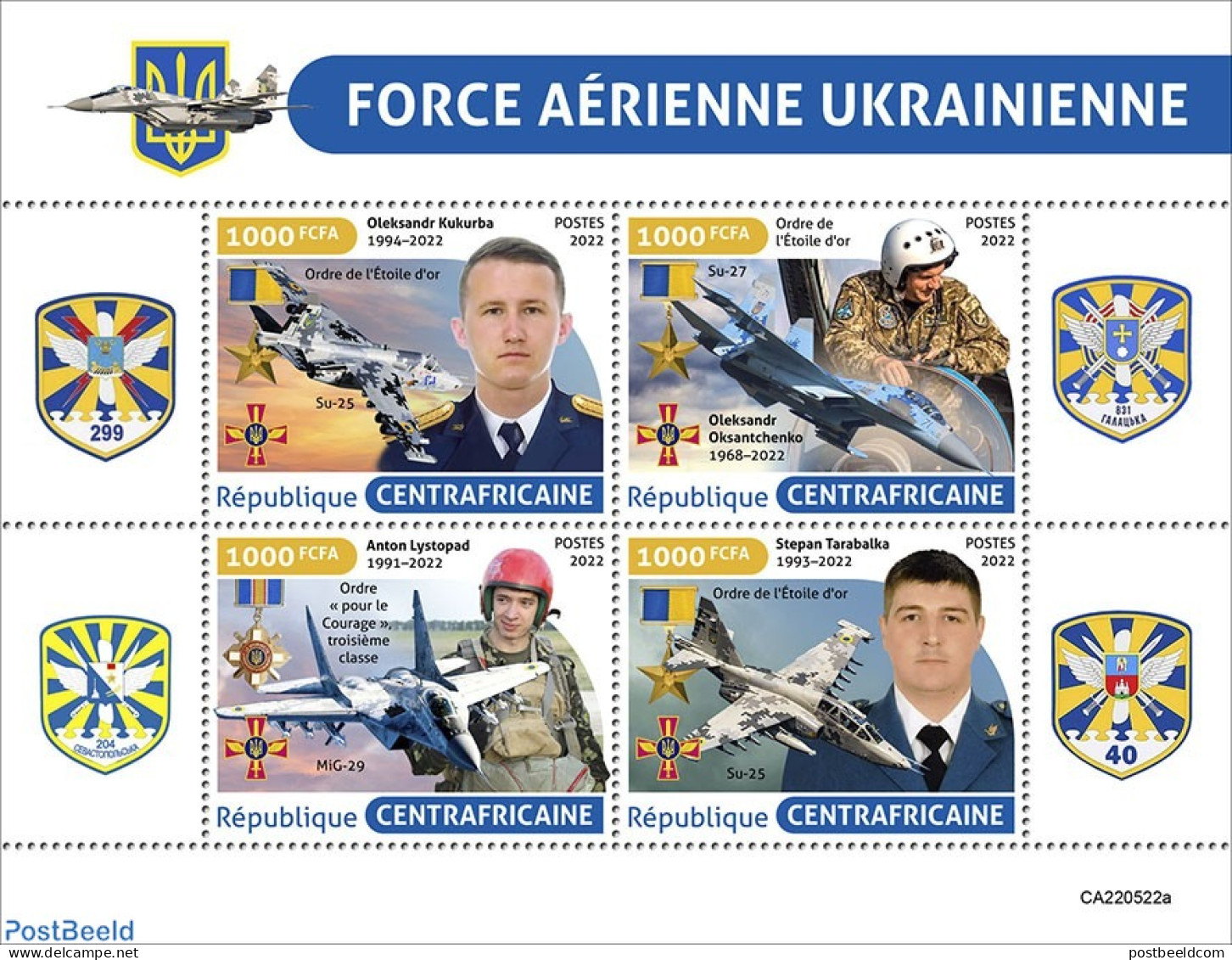 Central Africa 2022 Ukrainian Airforce, Mint NH, History - Transport - Militarism - Aircraft & Aviation - Militares