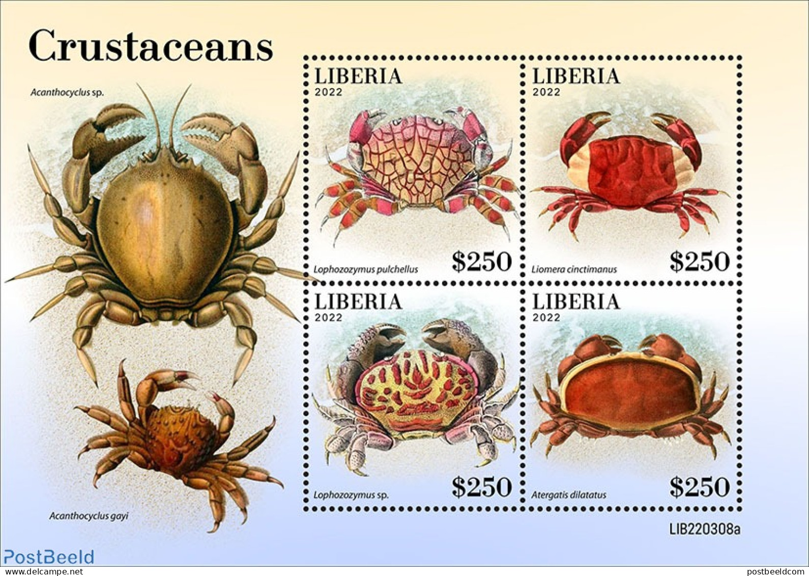 Liberia 2022 Crustaceans, Mint NH, Nature - Crabs And Lobsters - Other & Unclassified