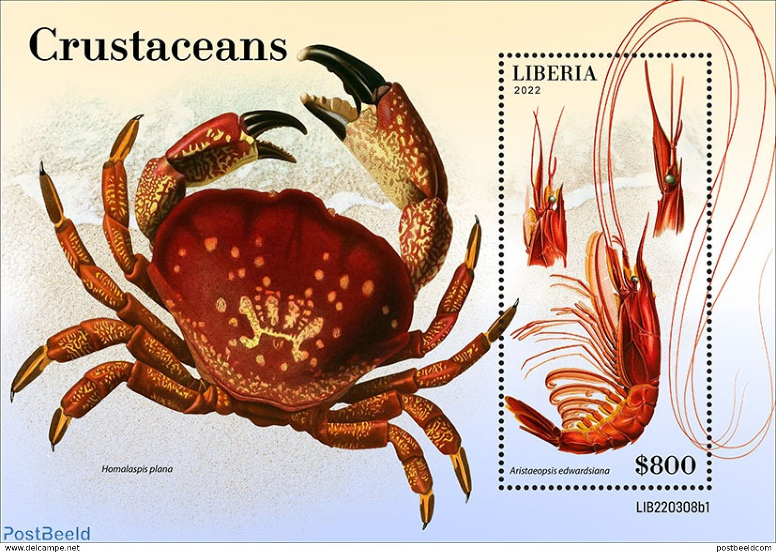 Liberia 2022 Crustaceans, Mint NH, Nature - Crabs And Lobsters - Other & Unclassified