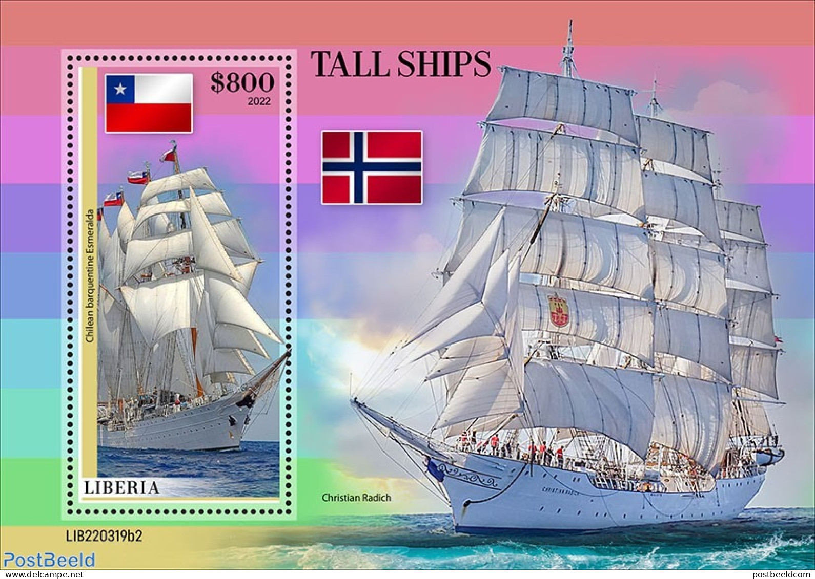 Liberia 2022 Tall Ships , Mint NH, History - Transport - Flags - Ships And Boats - Bateaux