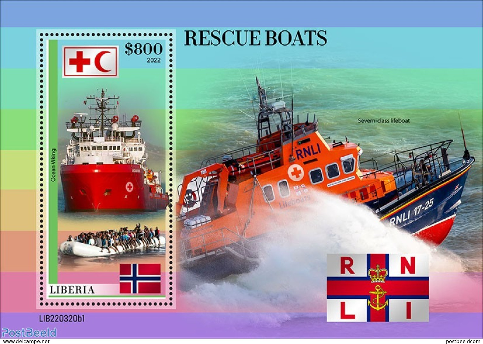 Liberia 2022 Rescue Boats, Mint NH, Health - Transport - Red Cross - Ships And Boats - Rode Kruis