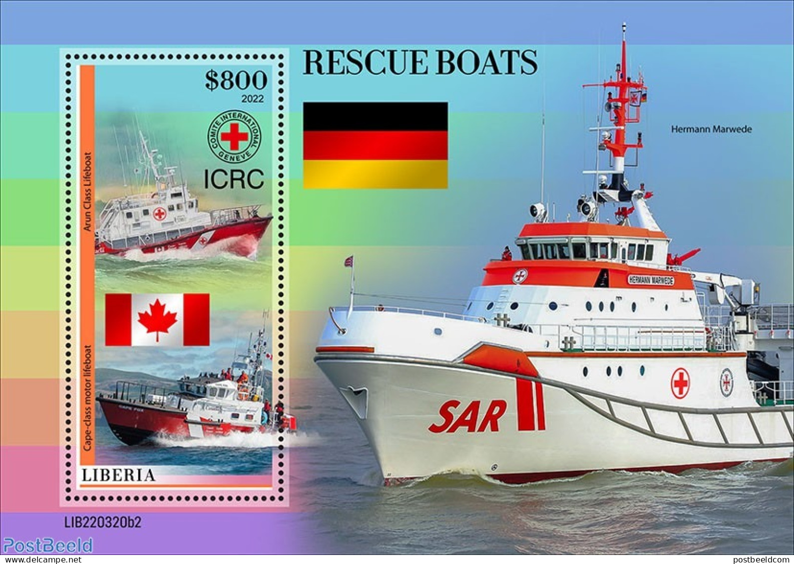 Liberia 2022 Rescue Boats, Mint NH, Health - Transport - Red Cross - Ships And Boats - Rotes Kreuz