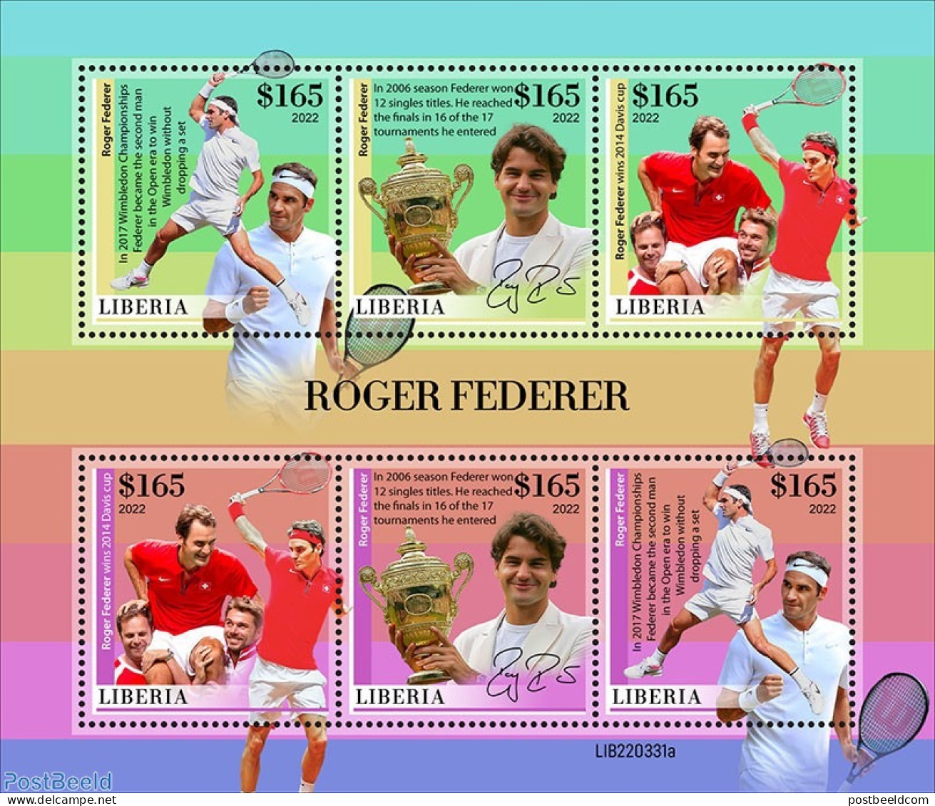 Liberia 2022 Roger Federer, Mint NH, Sport - Tennis - Tennis