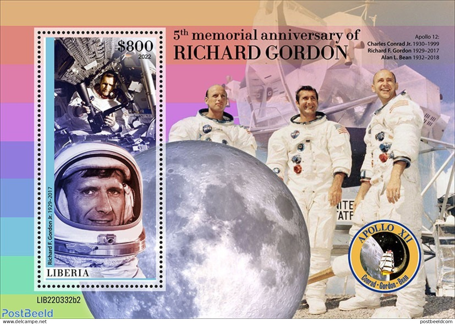 Liberia 2022 5th Memorial Anniversary Of Richard Gordon, Mint NH, Transport - Space Exploration - Other & Unclassified