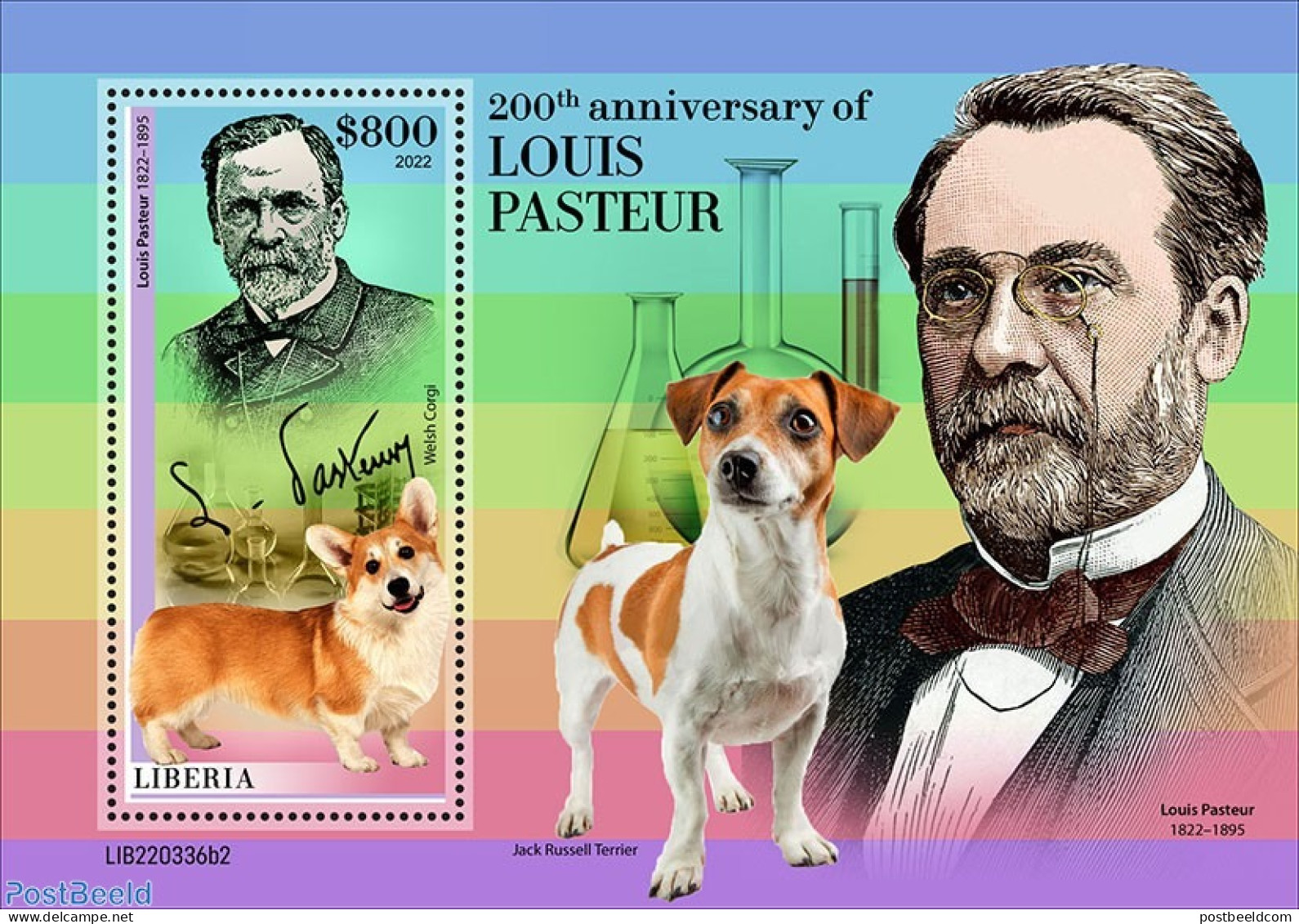 Liberia 2022 200th Anniversary Of Louis Pasteur, Mint NH, Health - Nature - Health - Dogs - Other & Unclassified