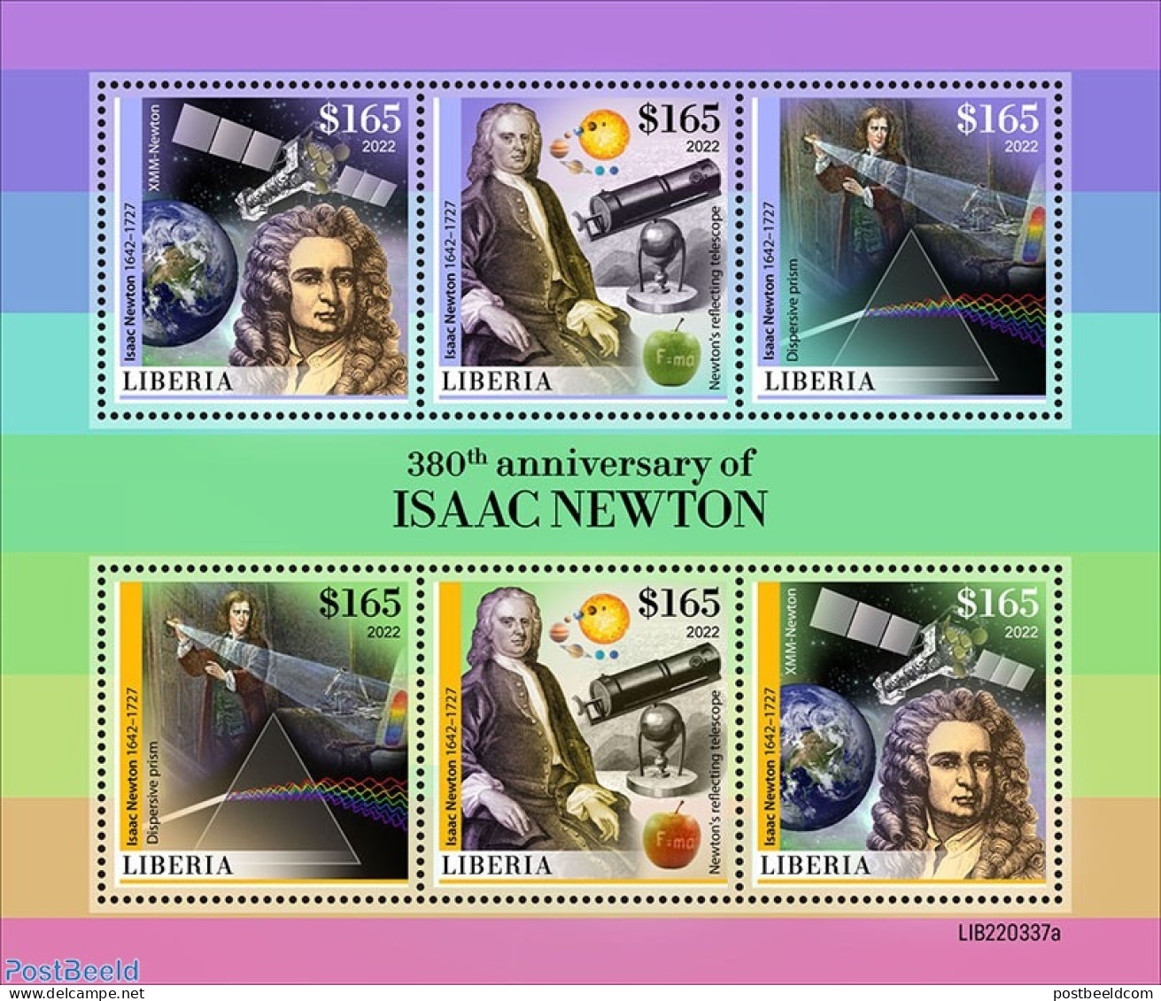 Liberia 2022 380th Anniversary Of Isaac Newton, Mint NH, Science - Transport - Space Exploration - Other & Unclassified