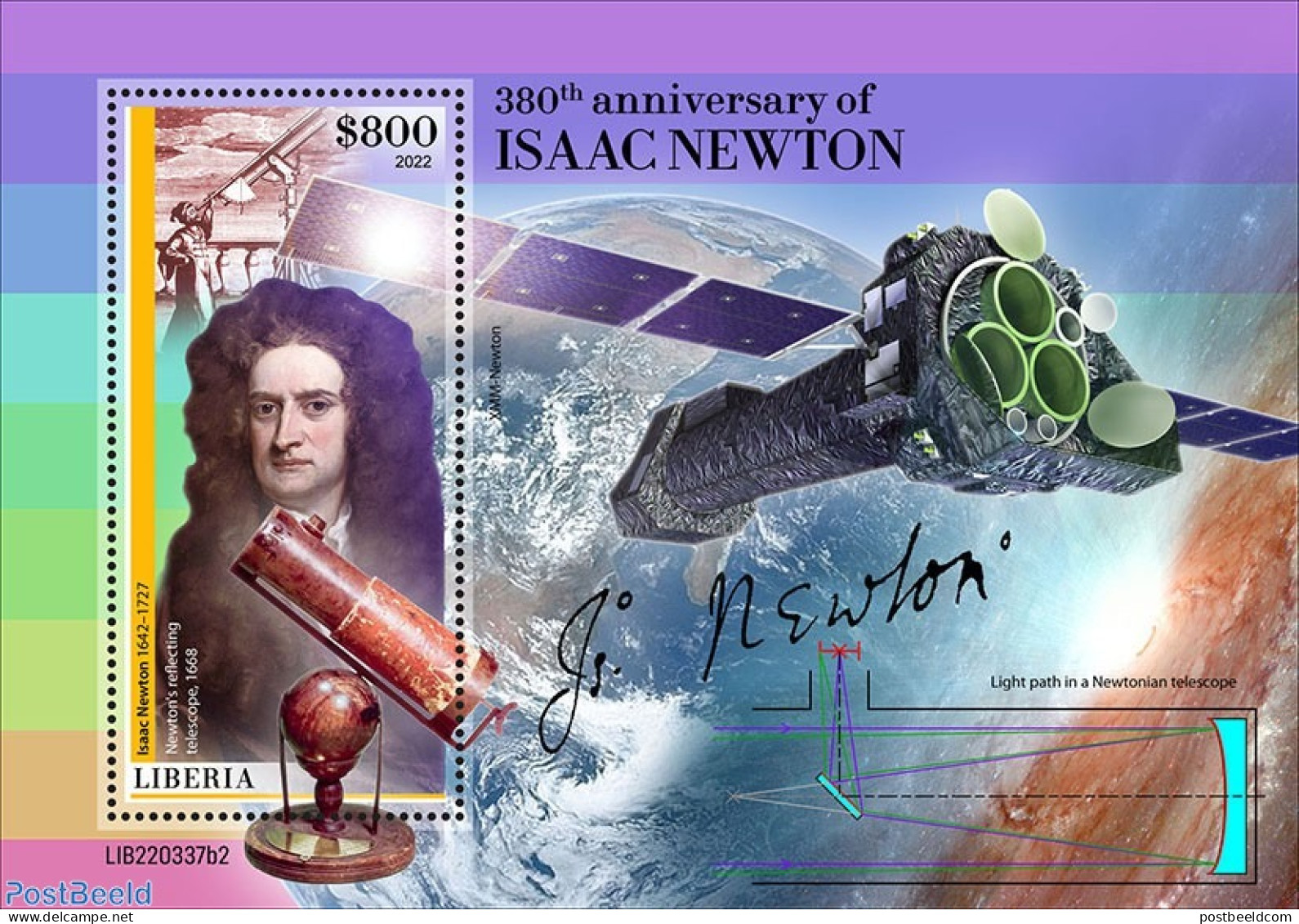 Liberia 2022 380th Anniversary Of Isaac Newton, Mint NH, Science - Transport - Space Exploration - Other & Unclassified