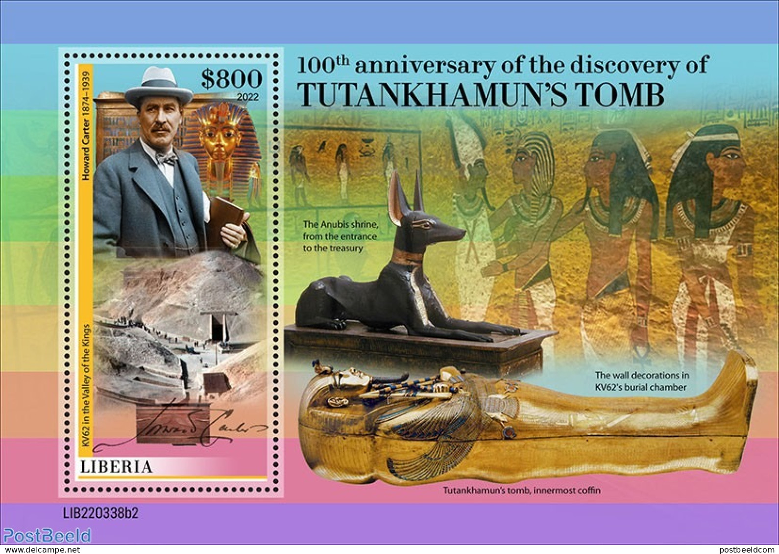 Liberia 2022 100th Anniversary Of The Discovery Of Tutankhamun's Tomb, Mint NH, History - Kings & Queens (Royalty) - Case Reali